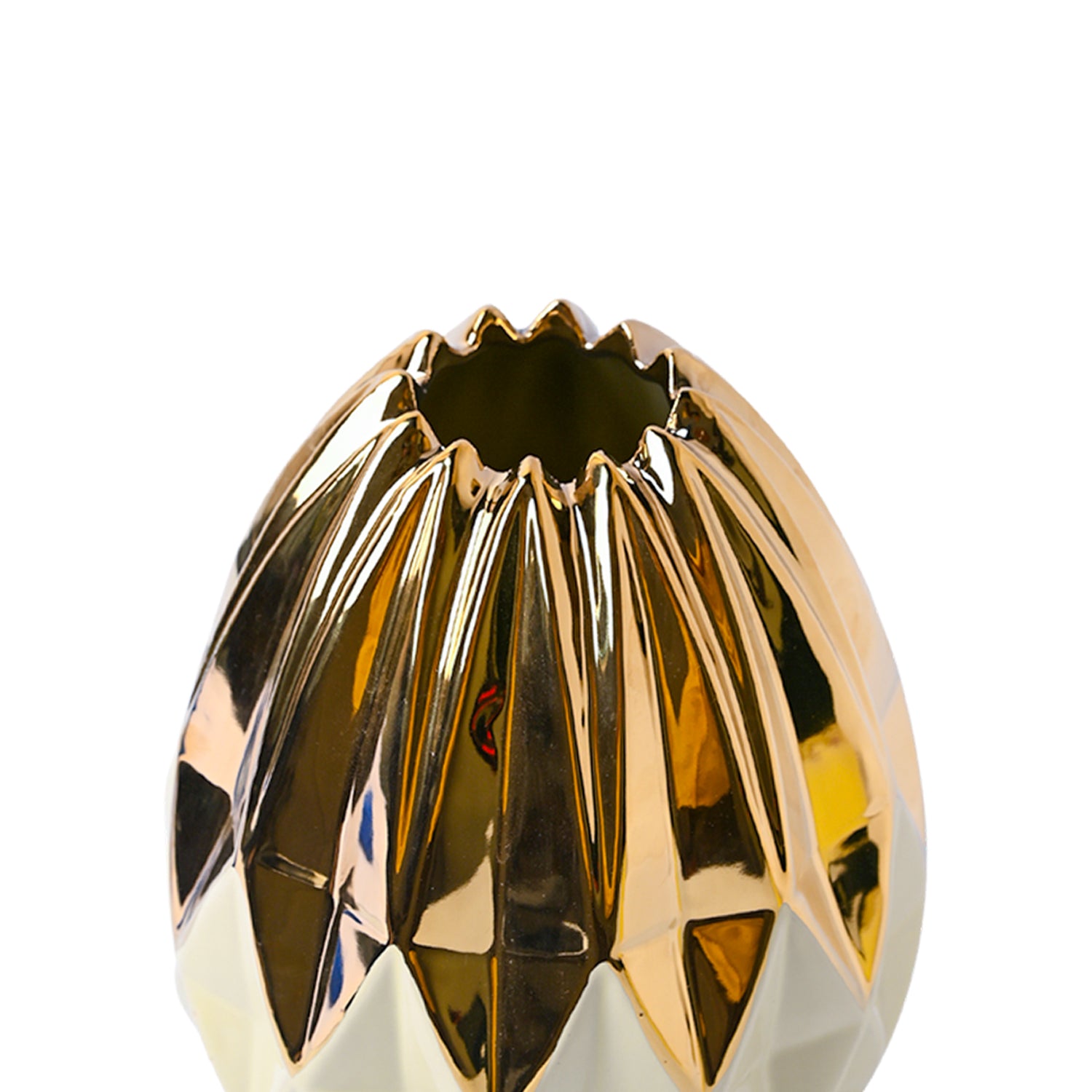 Ivory & Golden Geometric Vase
