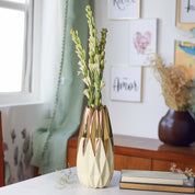 Ivory & Golden Geometric Vase