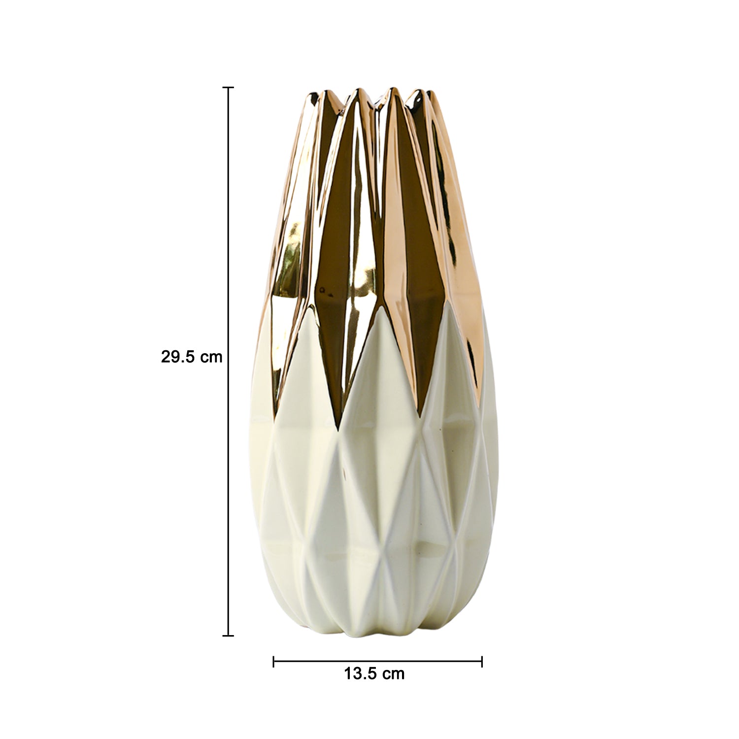 Ivory & Golden Geometric Vase