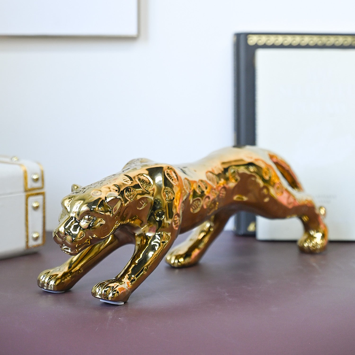Golden Leopard Statue Figurine