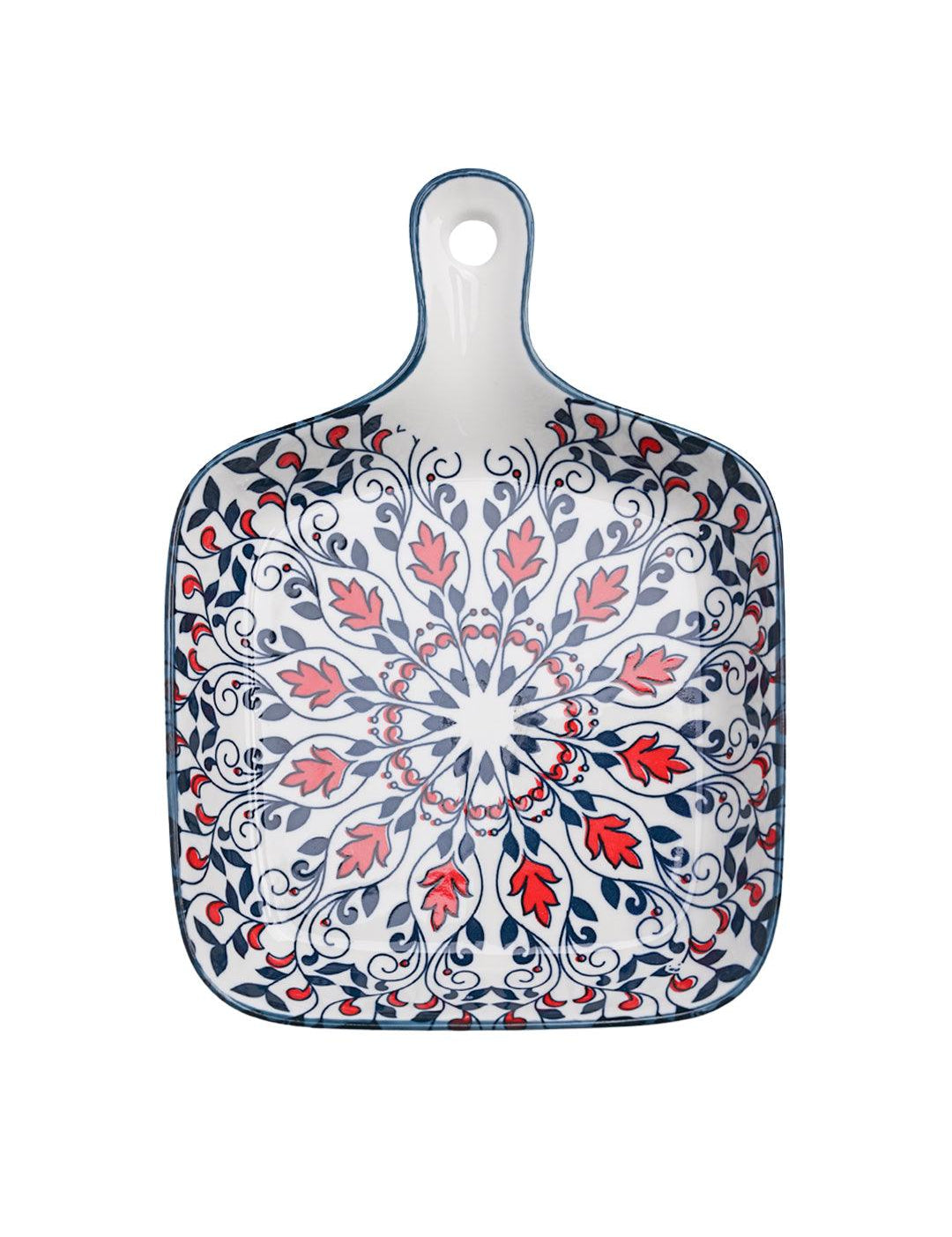 Mandala Ceramic Platter With Handle - MARKET99