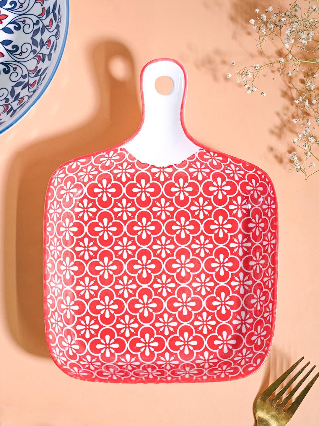 Mandala Ceramic Platter With Handle