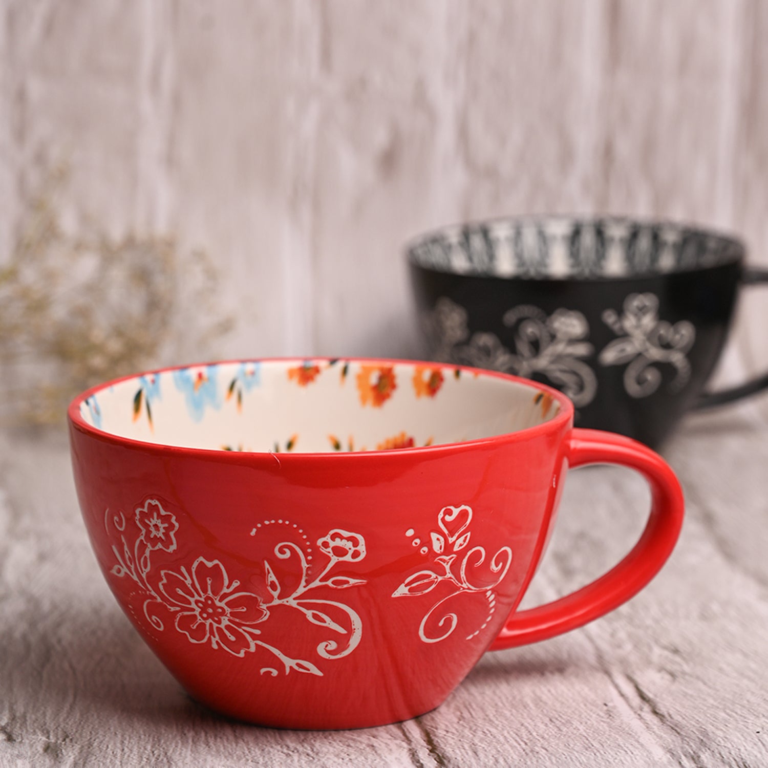 Red Floral 480ml Cup