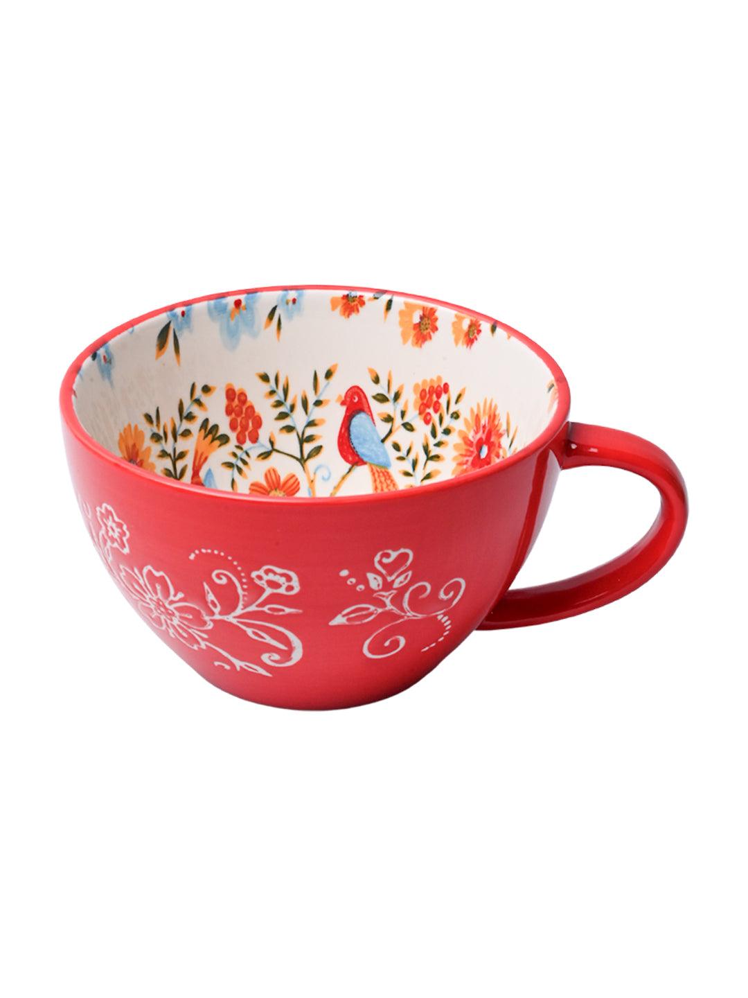 Red Floral 480ml Cup
