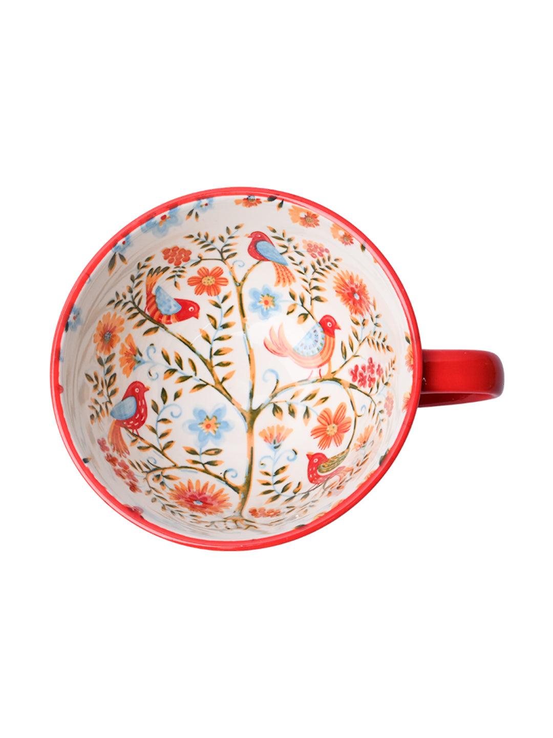 Red Floral 480ml Cup