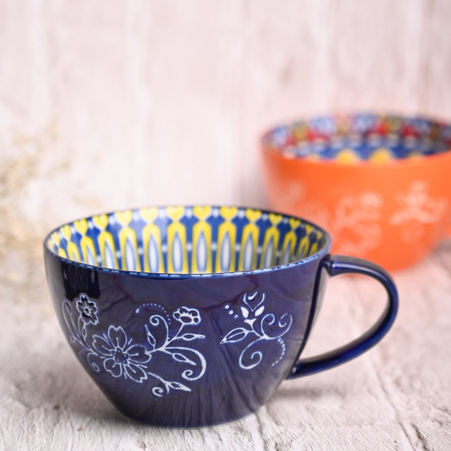 Blue Geometry 480ml Cup