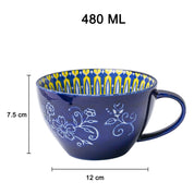 Blue Geometry 480ml Cup