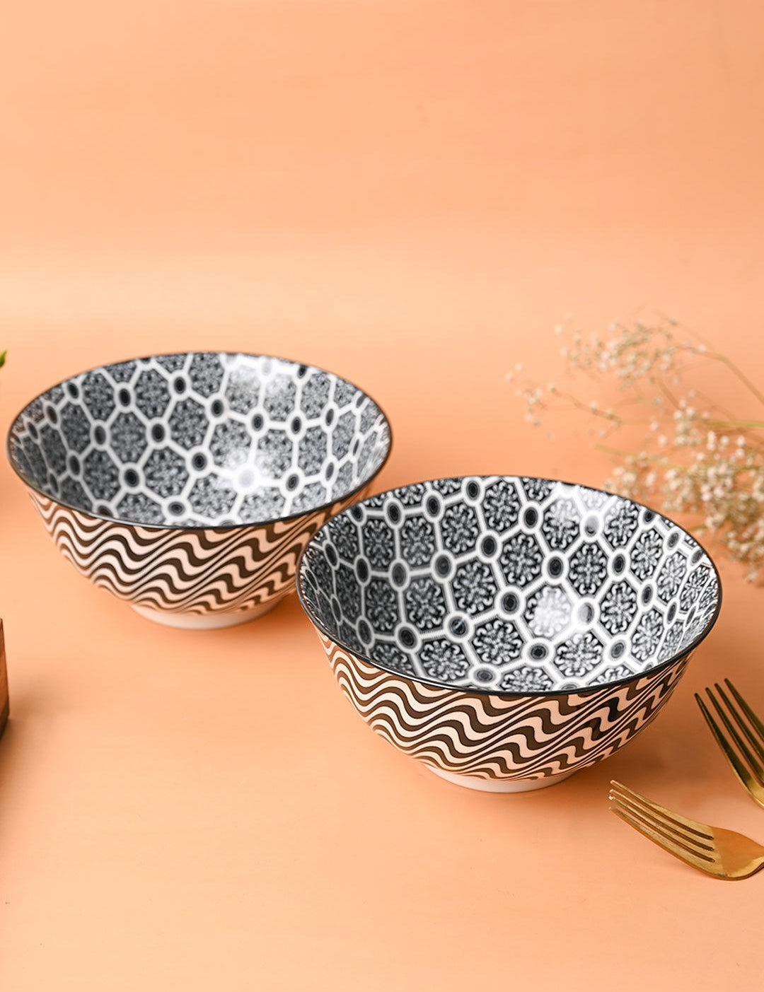 Floral Bowl Set Of 2 (650Ml) - MARKET99