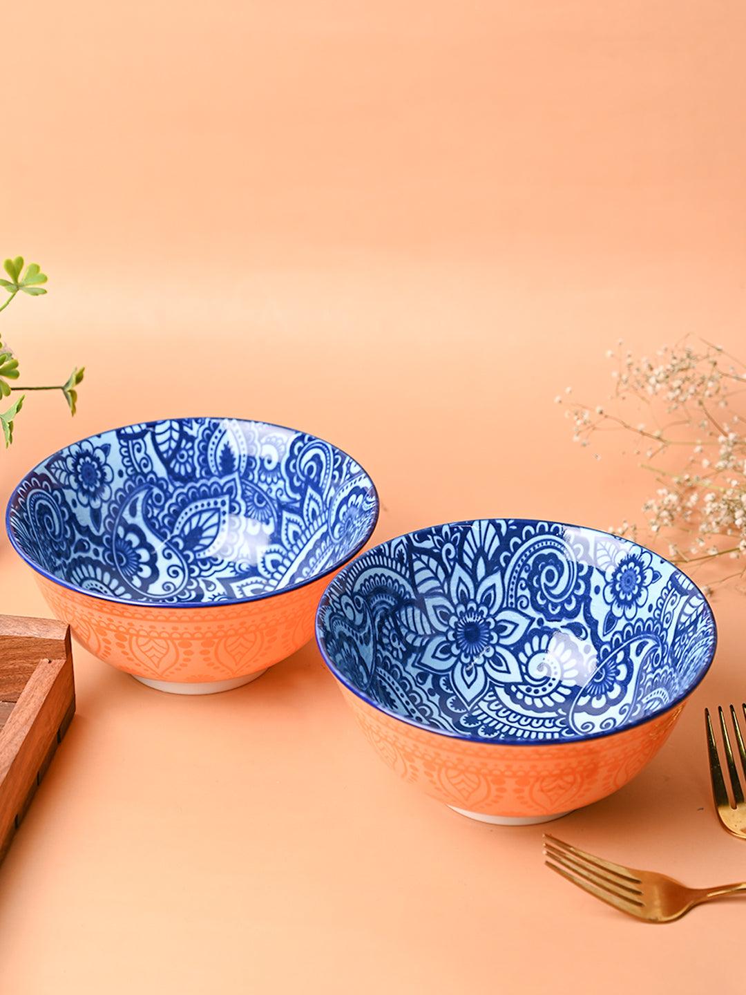 Floral Bowl Set Of 2 (650Ml) - MARKET99