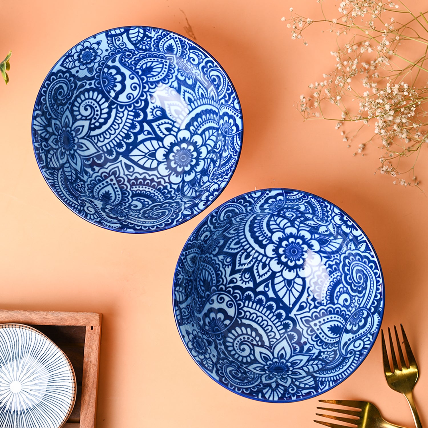 Floral Bowl Set Of 2 (650Ml)