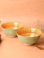 Floral Bowl Set Of 2 (650Ml) - MARKET99