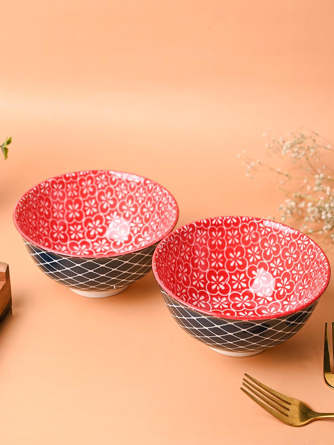 Floral Bowl Set Of 2 (650Ml) - MARKET99