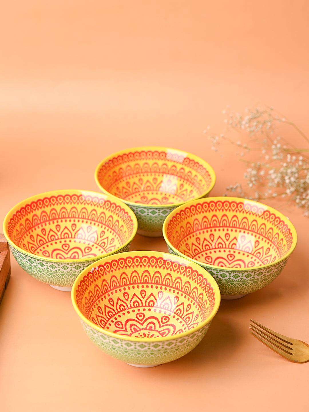 Floral Bowl Set Of 4 (280Ml) - MARKET99