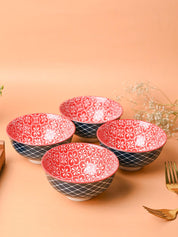 Floral Bowl Set Of 4 (280Ml) - MARKET99