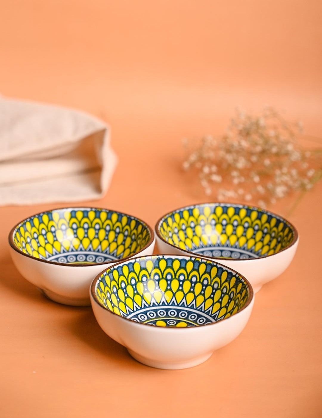 100Ml Yellow Bowl Set Of 3 - MARKET99