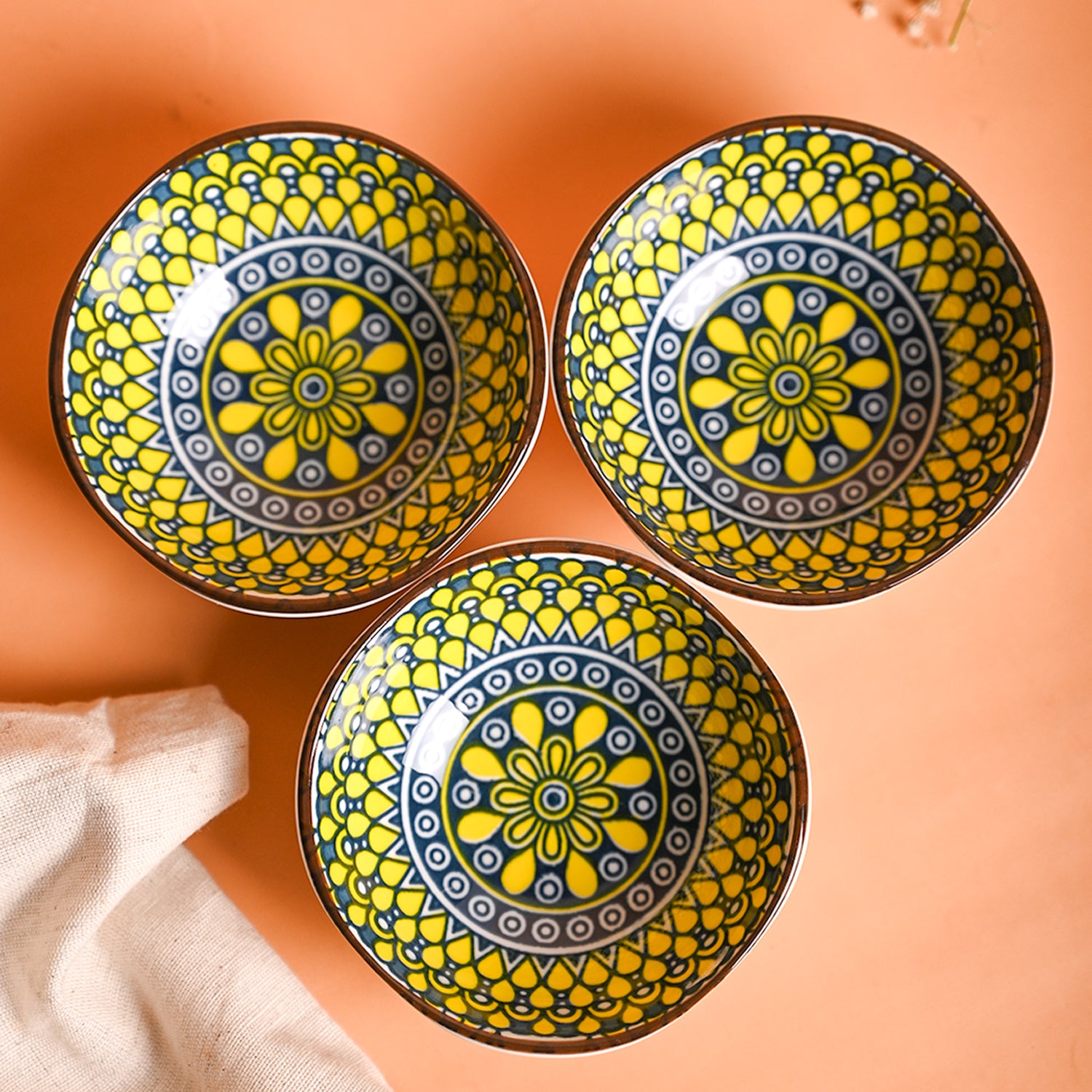 100Ml Yellow Bowl Set Of 3