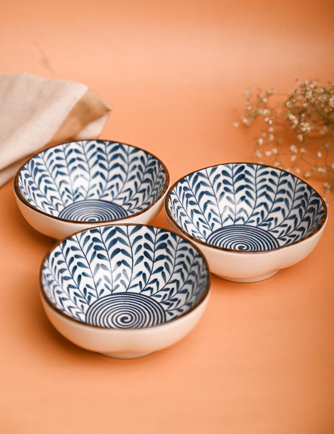 100Ml Blue Bowl Set Of 3 - MARKET99