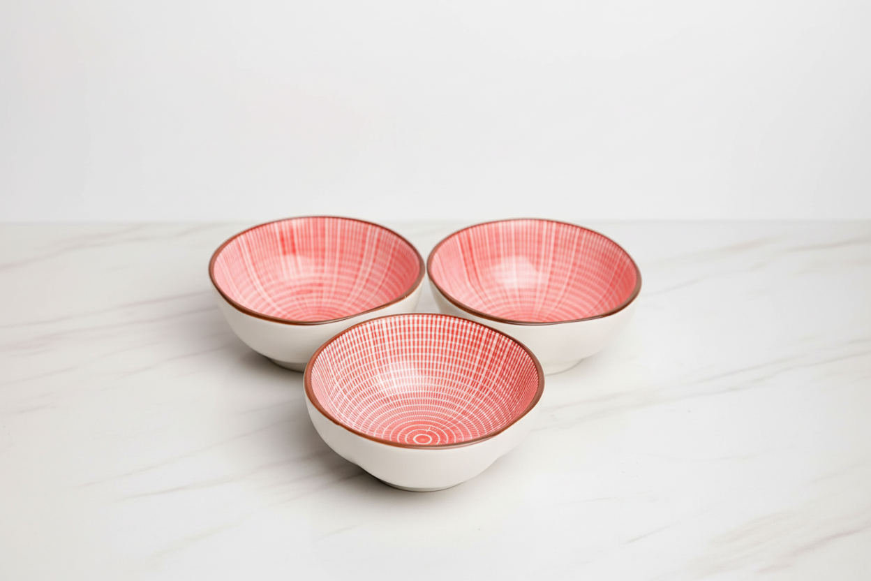 100Ml Red Bowl Set Of 3