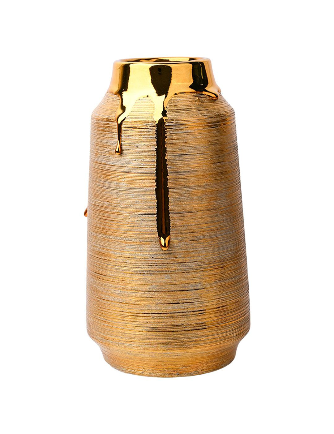 Stylish Golden Ceramic Vase - MARKET99