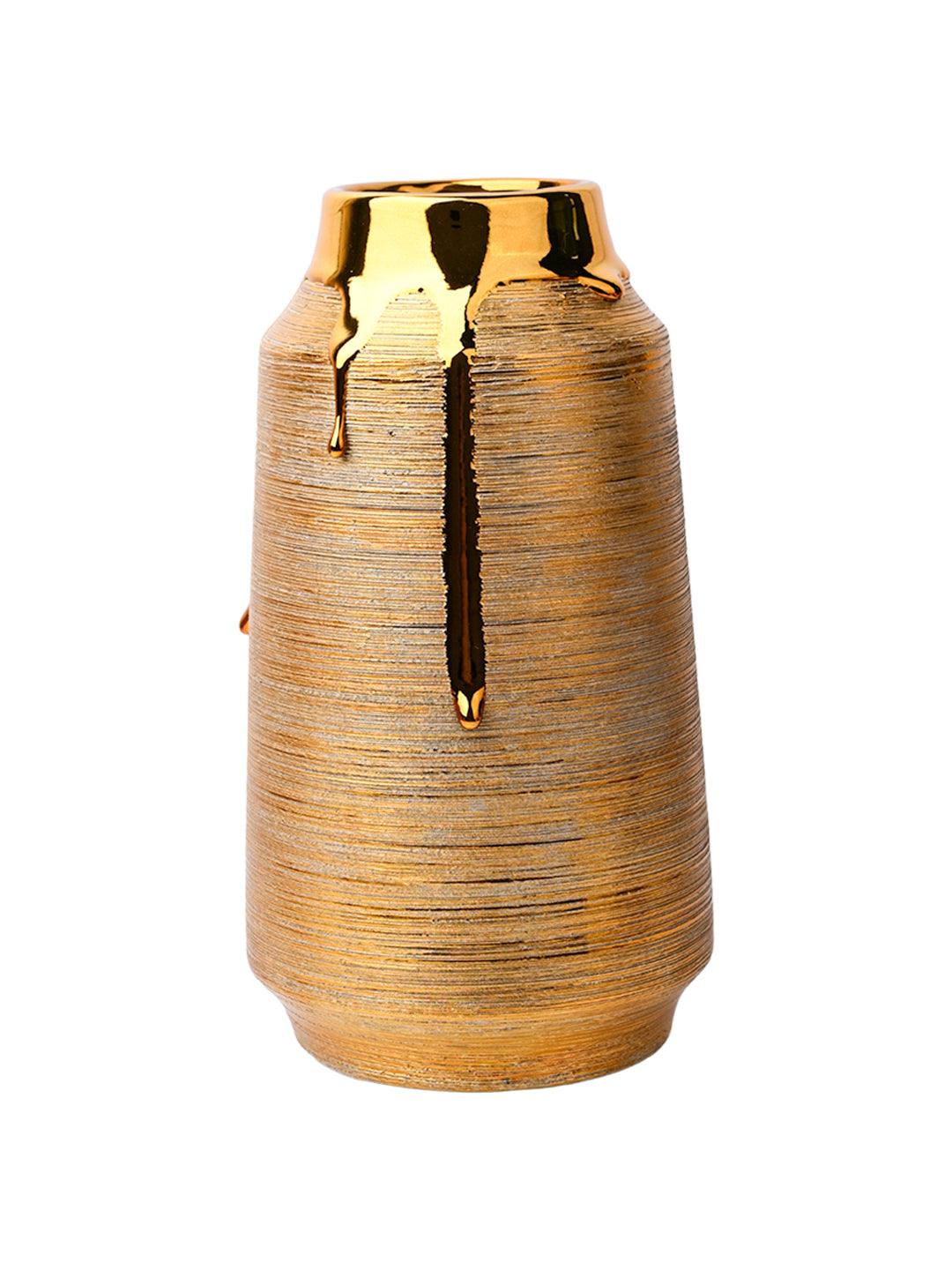 Stylish Golden Ceramic Vase - MARKET99