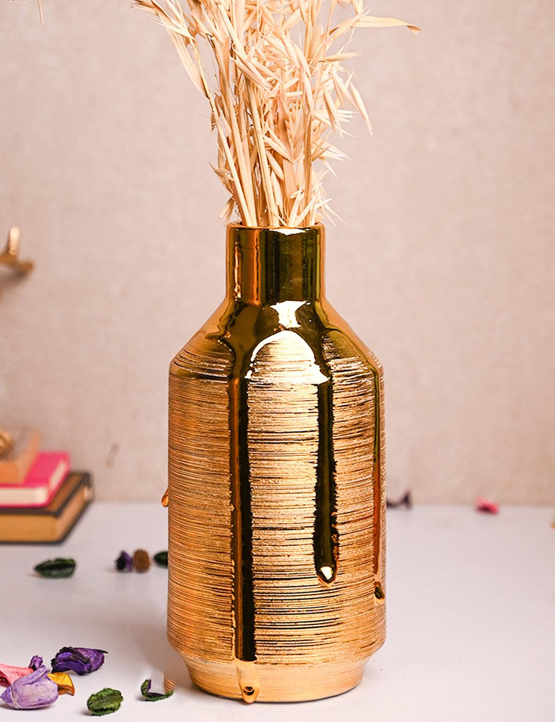 Stylish Golden Ceramic Vase - MARKET99