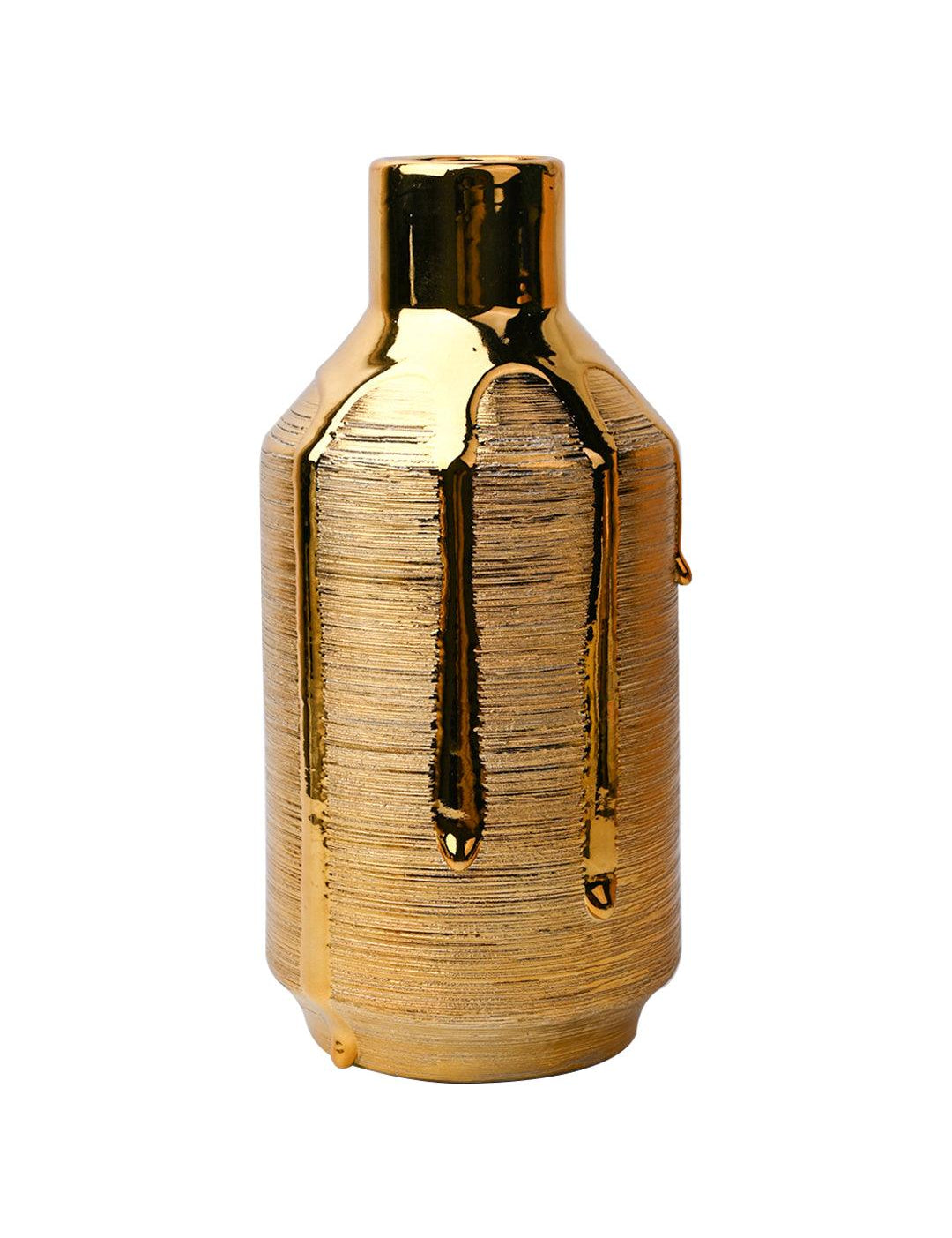 Stylish Golden Ceramic Vase - MARKET99