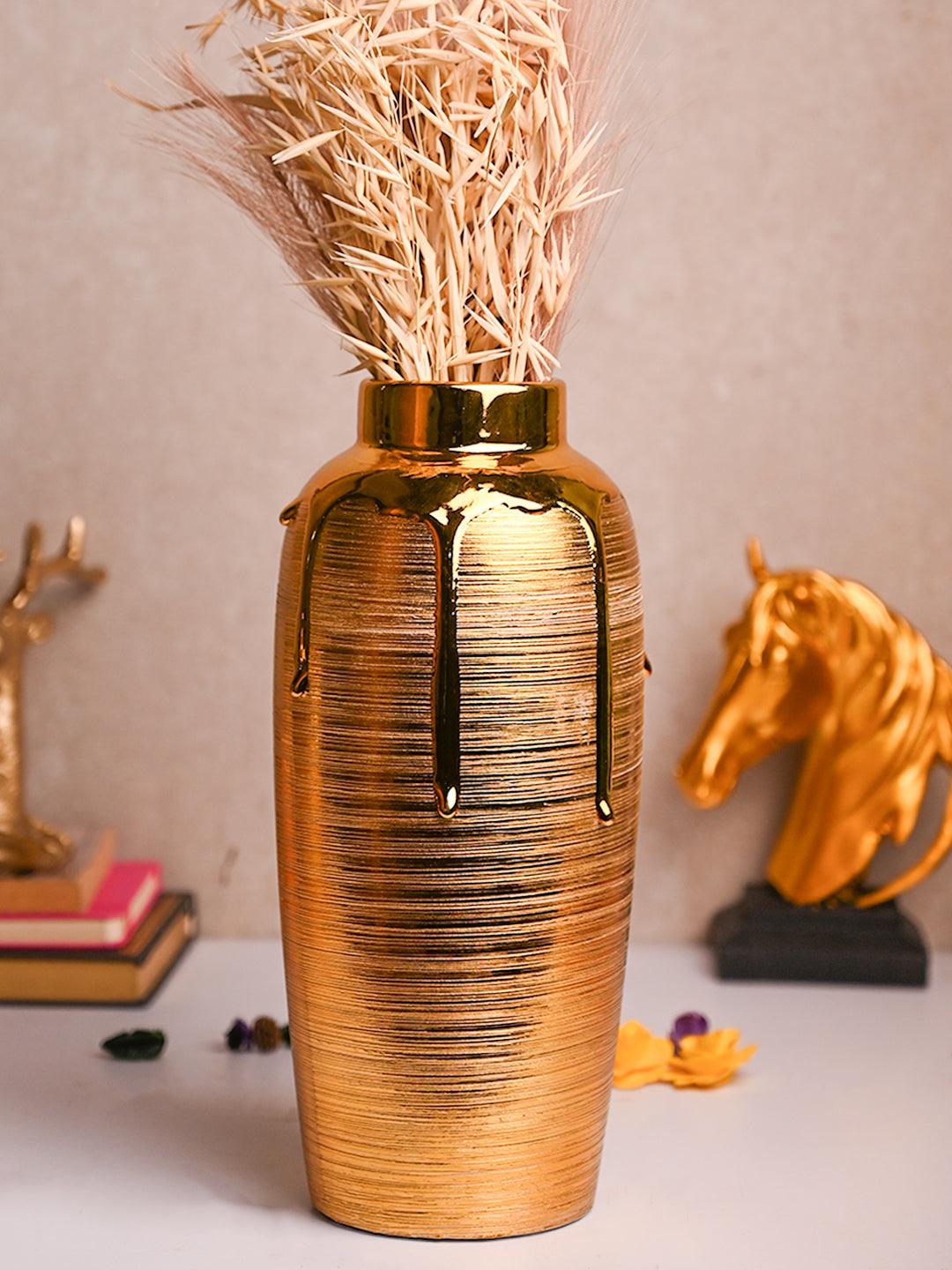 Stylish Golden Ceramic Vase - MARKET99