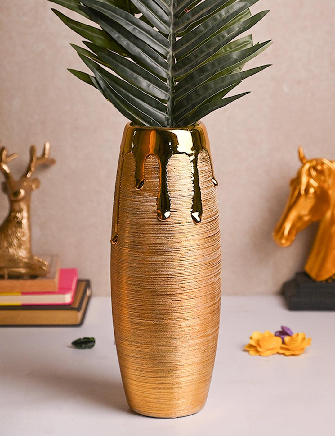 Stylish Golden Ceramic Vase - MARKET99