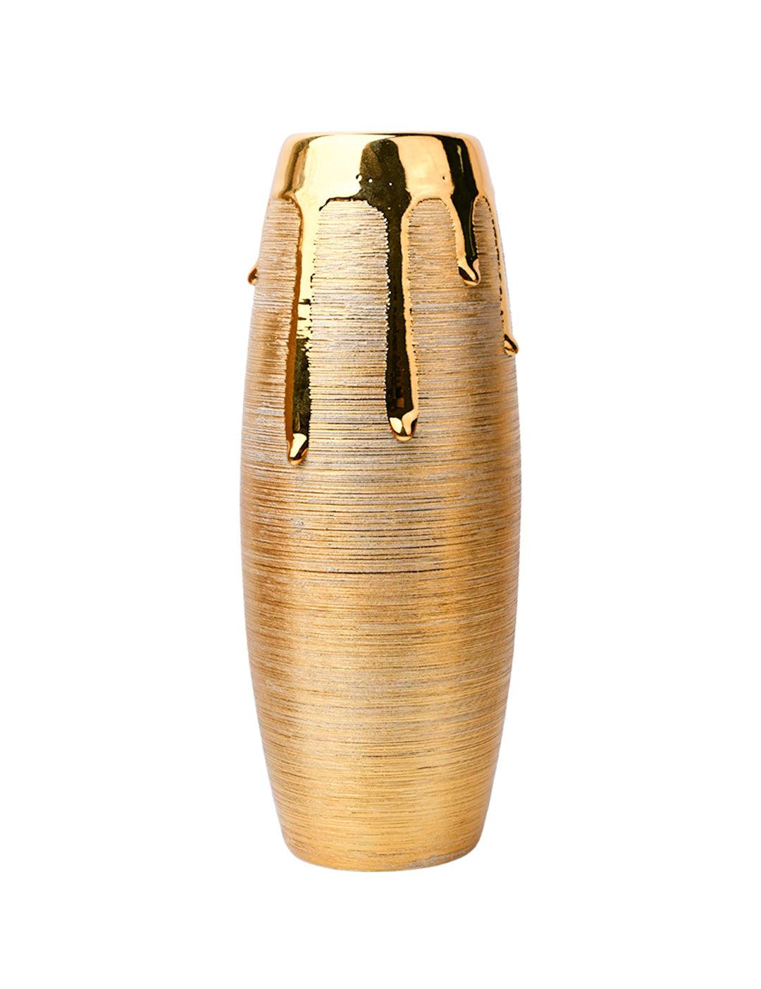 Stylish Golden Ceramic Vase - MARKET99