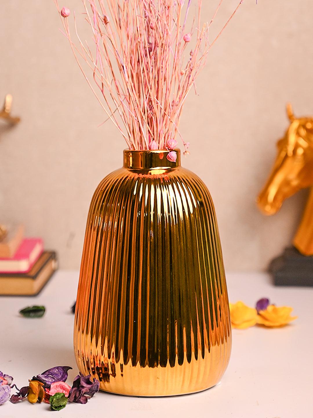 Stylish Golden Ceramic Vase - MARKET99