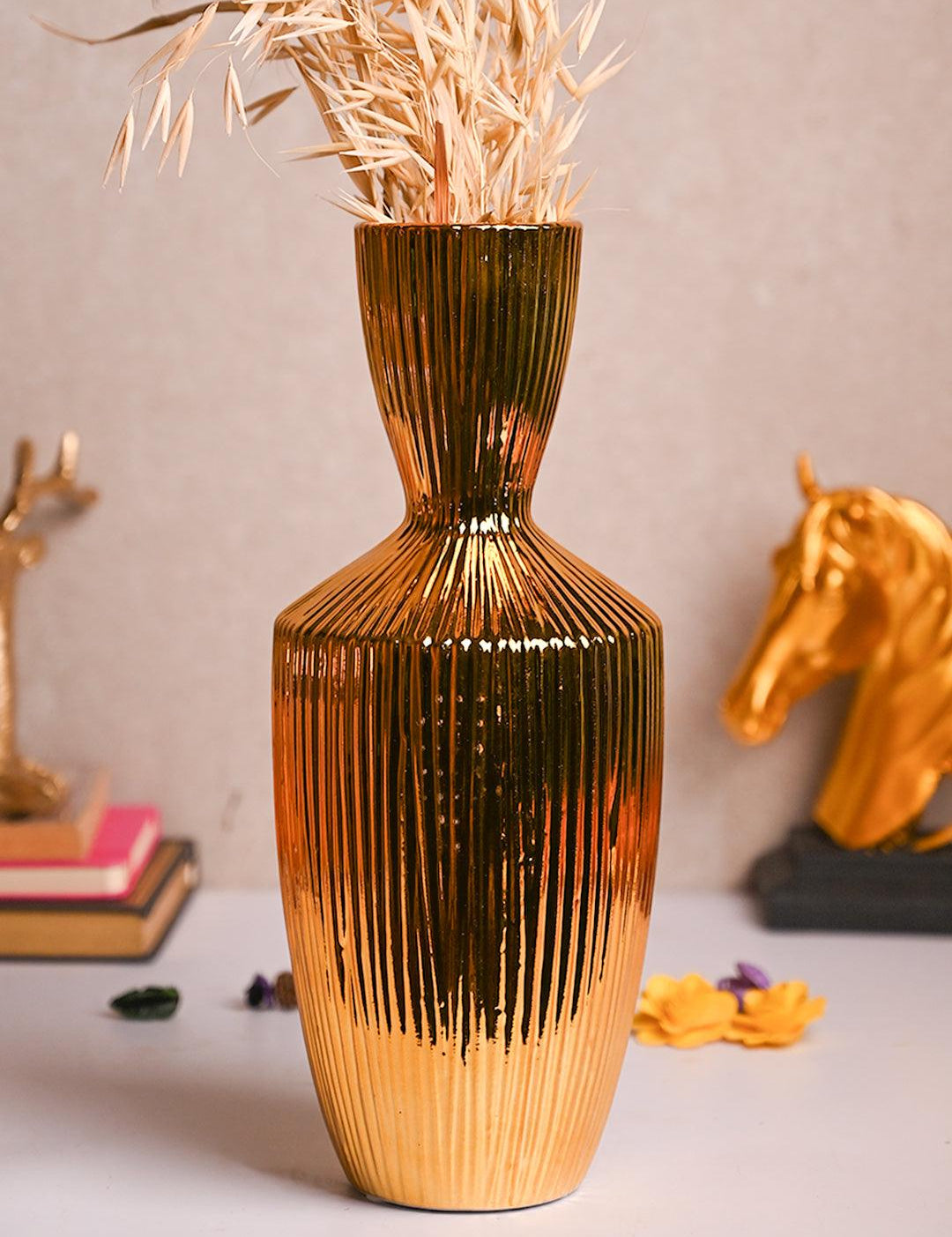 Stylish Golden Ceramic Vase - MARKET99