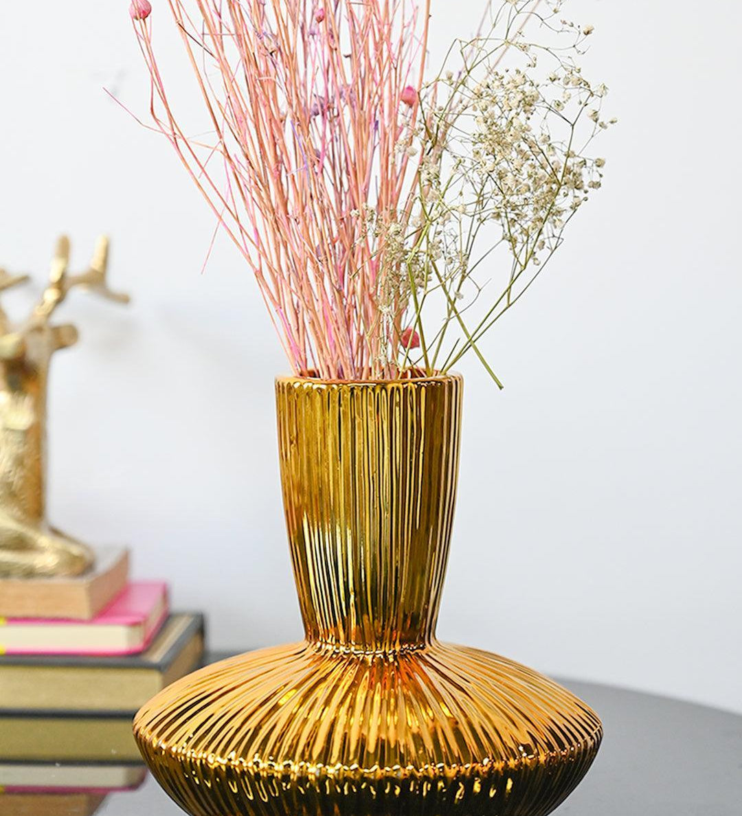 Stylish Golden Ceramic Vase - MARKET99
