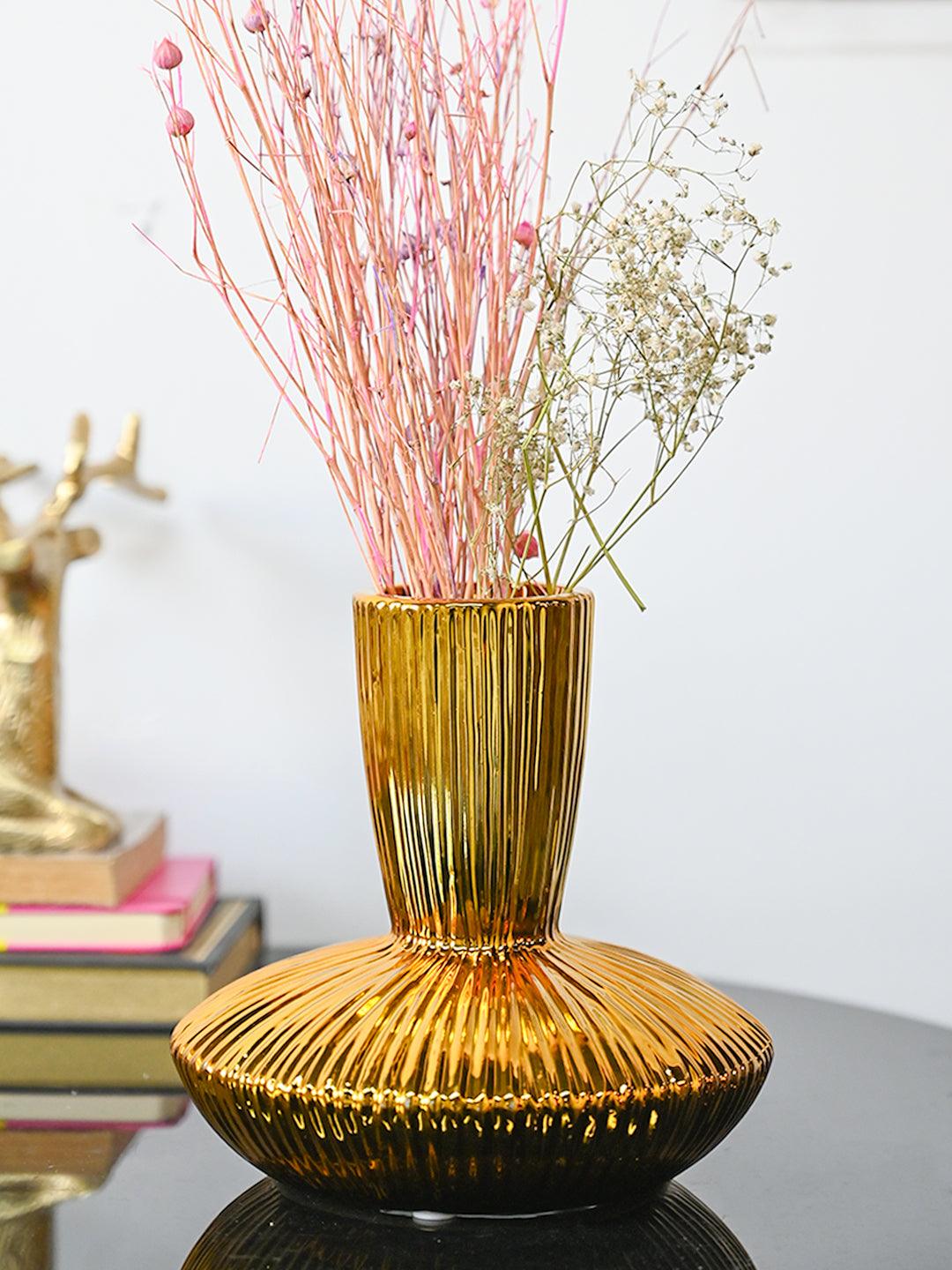 Stylish Golden Ceramic Vase - MARKET99