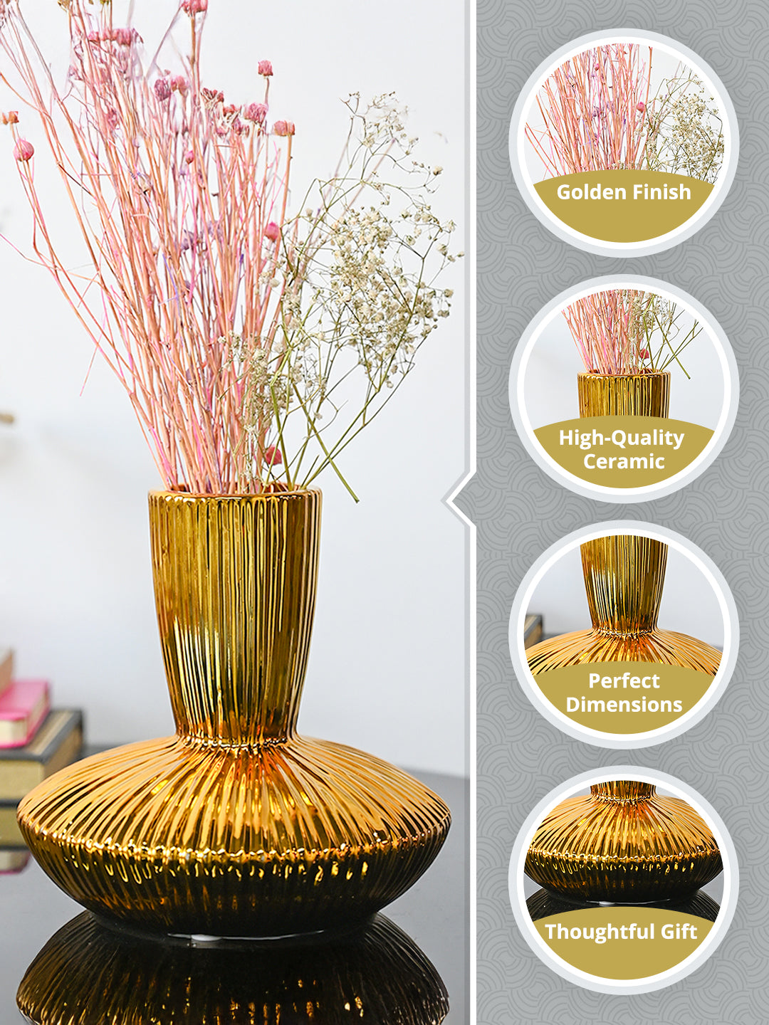 Stylish Golden Ceramic Vase