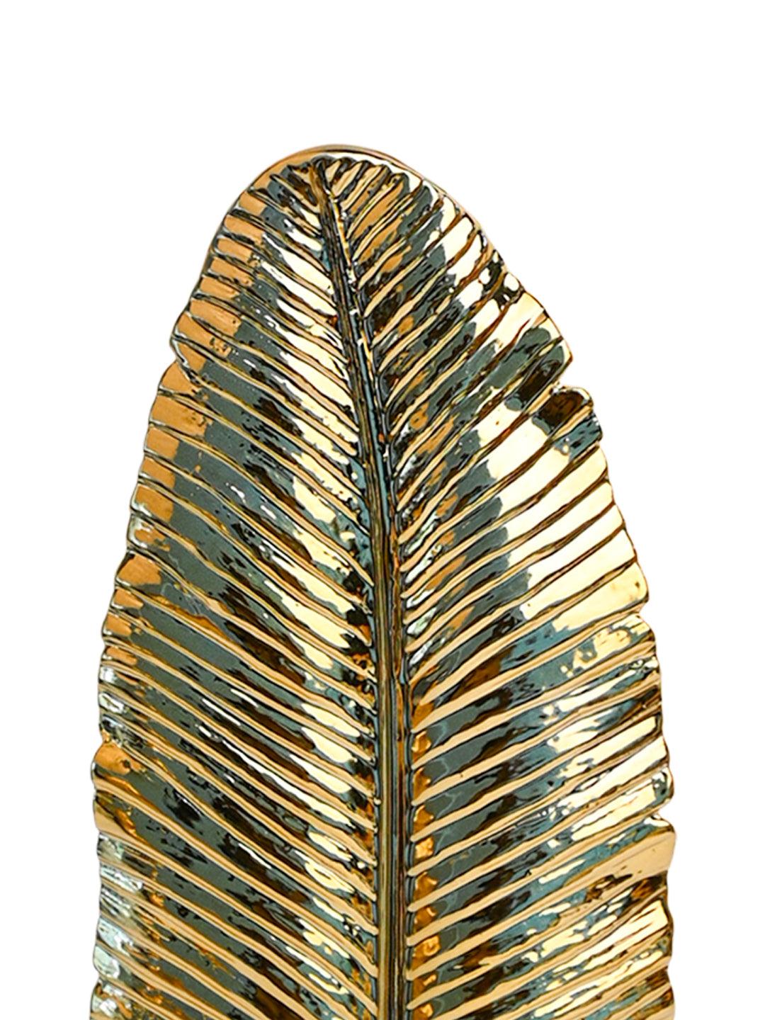 Stylish Golden Leaf Ceramic Vase