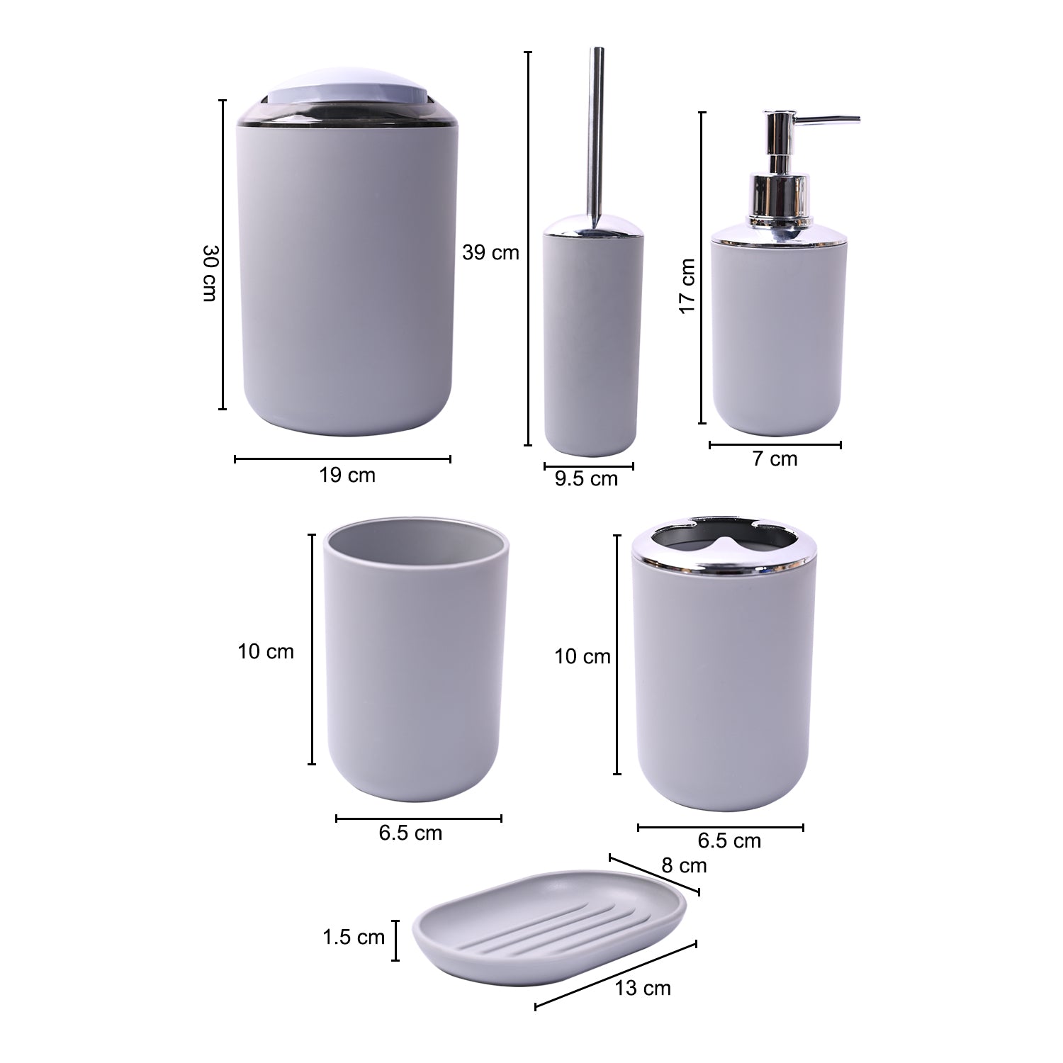 Stylish Grey Bathroom Set 6 Pcs