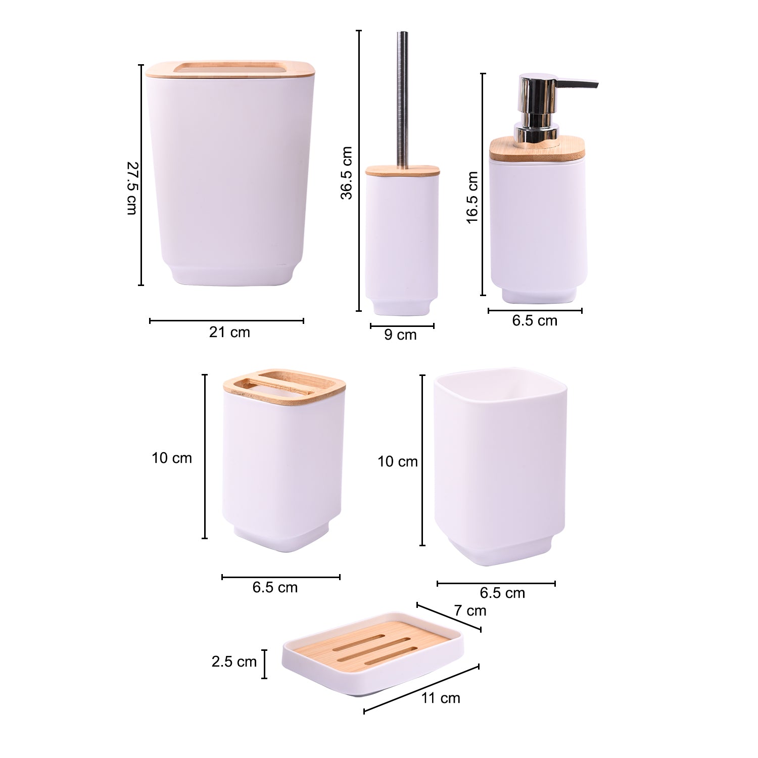 Stylish White Bathroom Set 6 Pcs