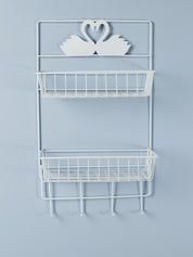 White Metal Wall Mounted Organizer & Storage