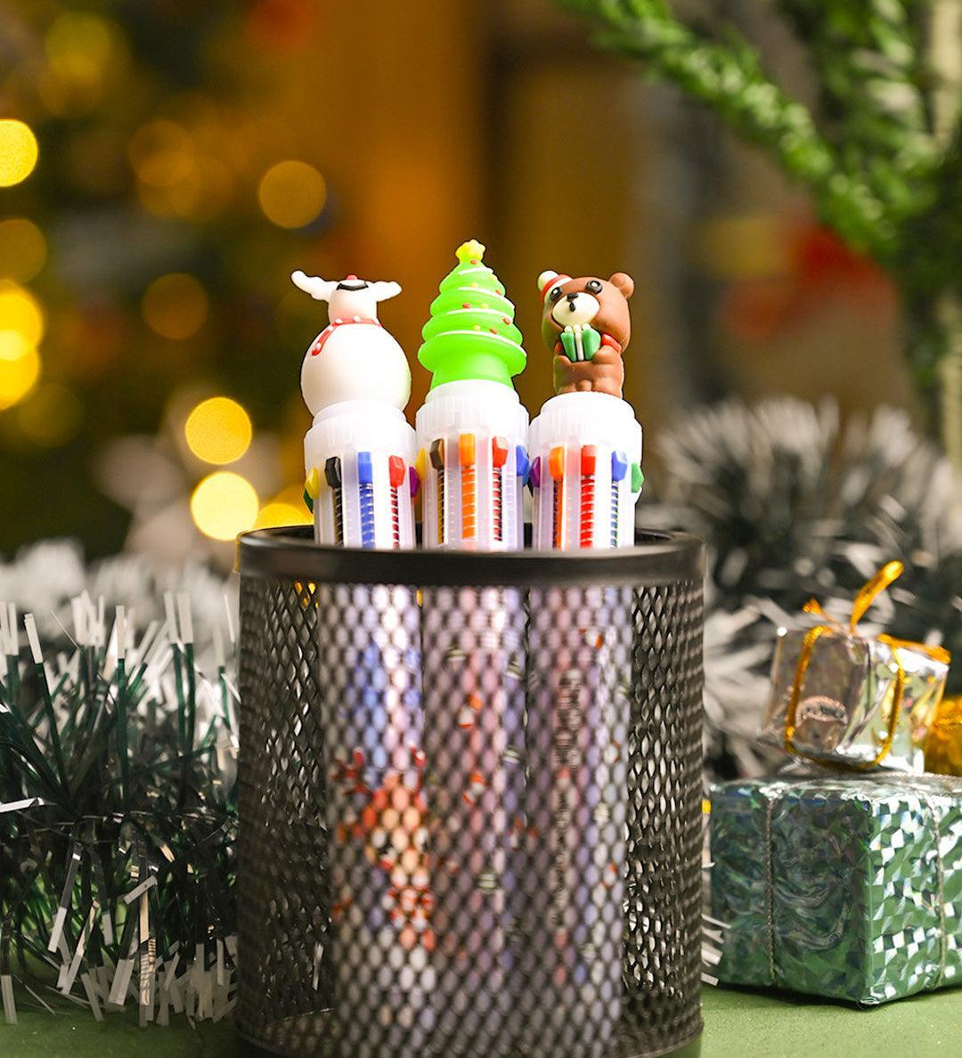 Christmas Ball Pen Set Of 3 Pcs (Assorted) - Santa Claus Bobble Head - MARKET99