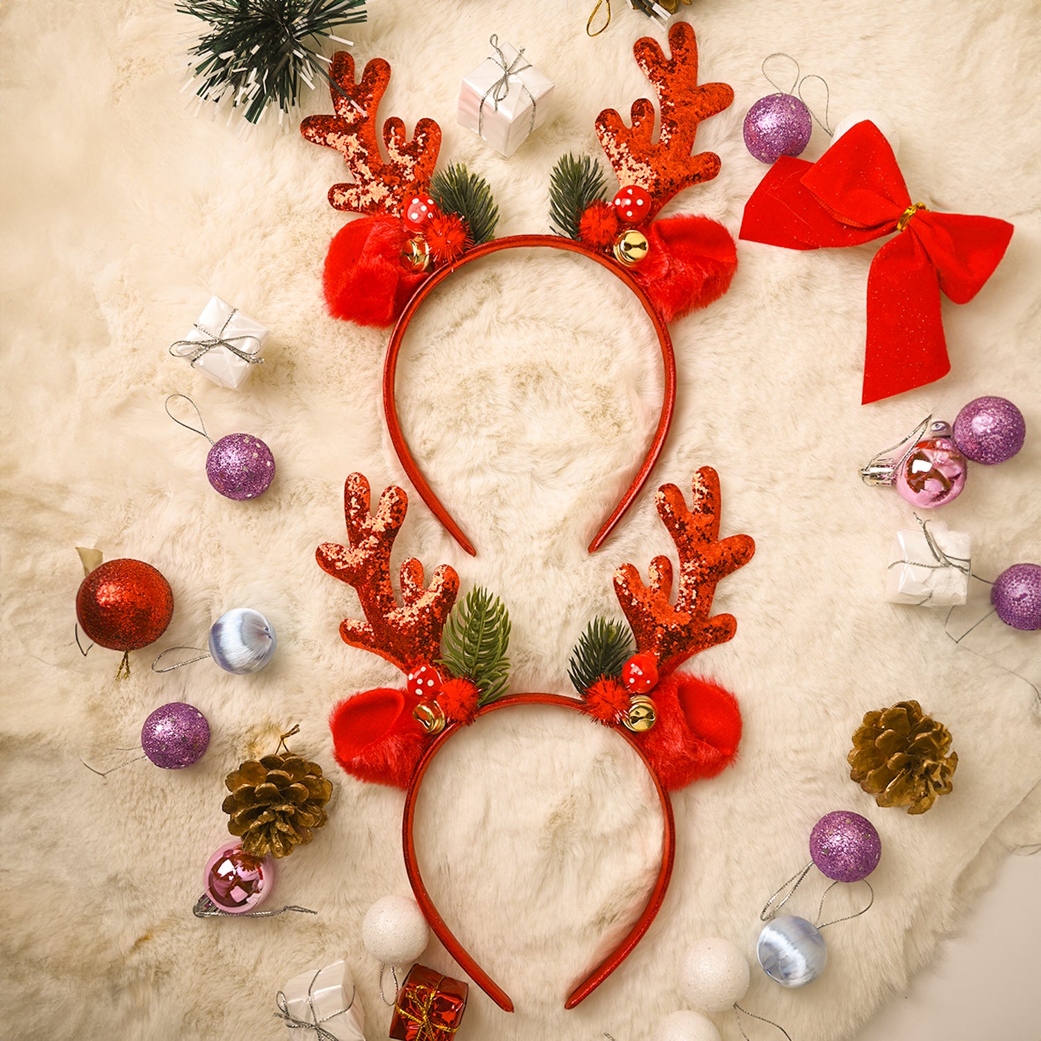 Christmas Reindeer Headband Set Of 2Pcs (Assorted)