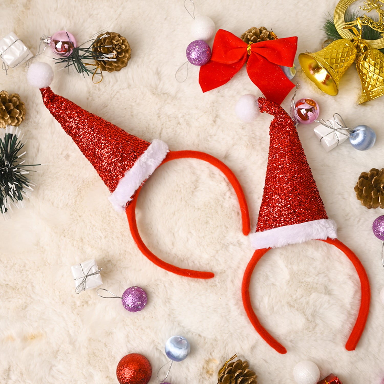 Christmas Santa Cap Headband Set Of 2Pcs (Assorted)