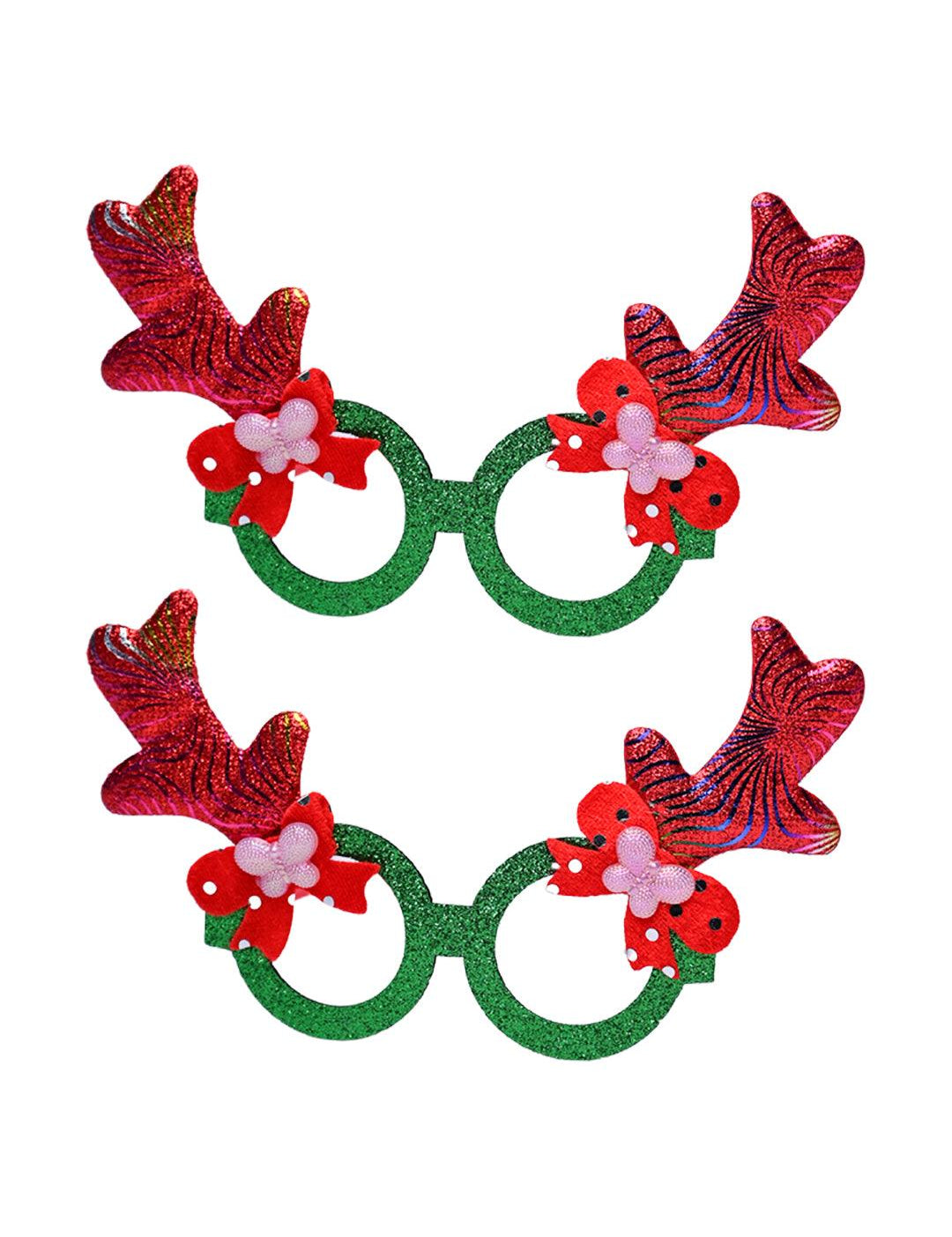 Party Spectacles With Reindeer Horns (Red, Set Of 2) - MARKET99