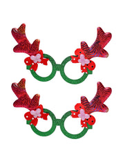 Party Spectacles With Reindeer Horns (Red, Set Of 2) - MARKET99