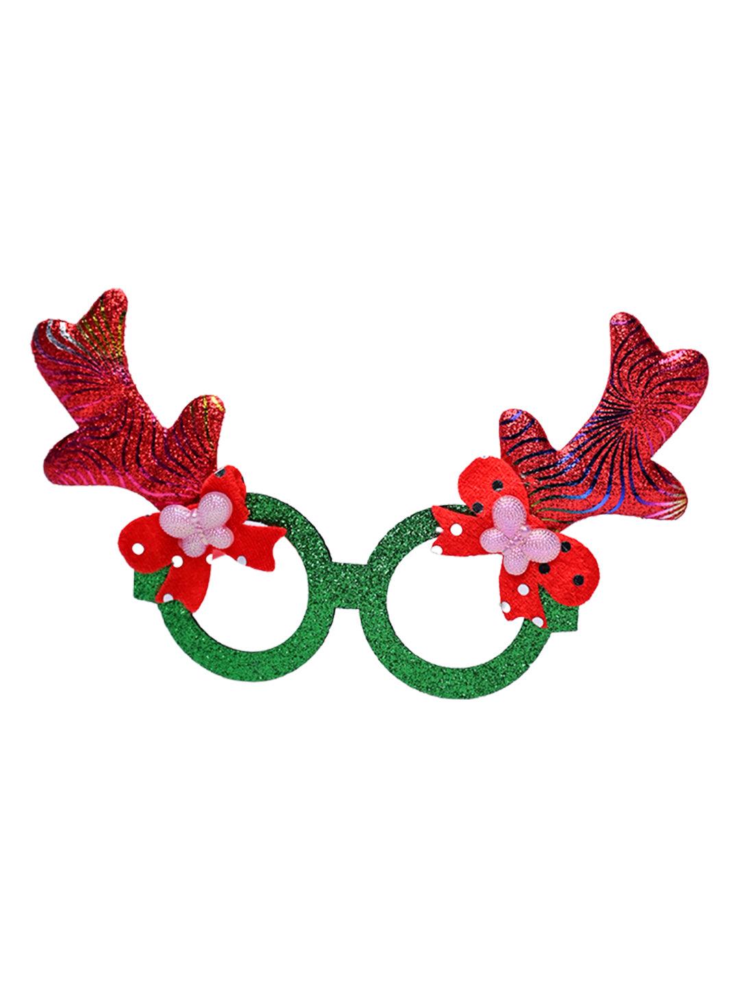 Party Spectacles With Reindeer Horns (Red, Set Of 2) - MARKET99