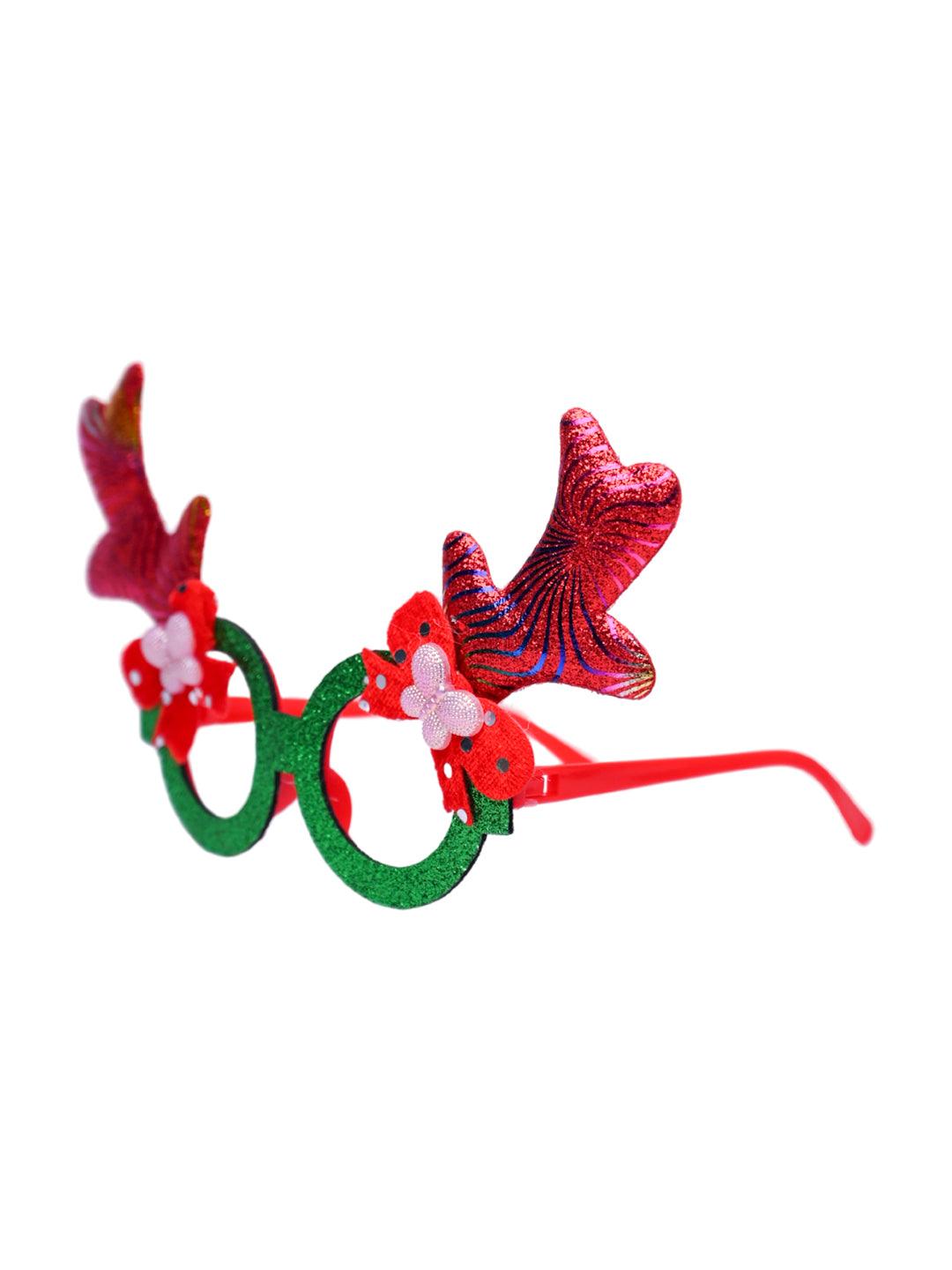 Party Spectacles With Reindeer Horns (Red, Set Of 2) - MARKET99