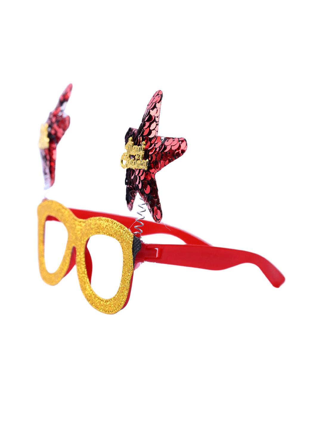 Party Spectacles With Reindeer Horns (Gold, Set Of 2) - MARKET99