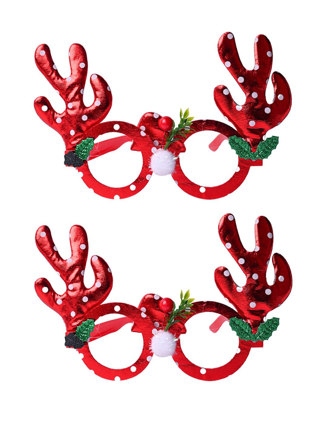 Christmas Raindeer Horns Party Spectacles (Red, Set Of 2) - MARKET99