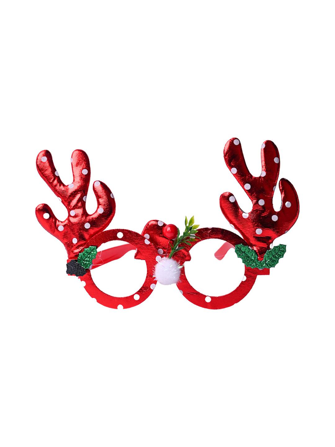 Christmas Raindeer Horns Party Spectacles (Red, Set Of 2) - MARKET99