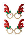Christmas Raindeer Horns Party Spectacles (Red & Gold, Set Of 2) - MARKET99