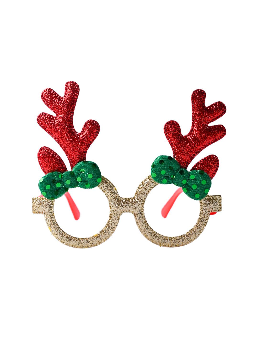 Christmas Raindeer Horns Party Spectacles (Red, Green & Gold, Set Of 2) - MARKET99